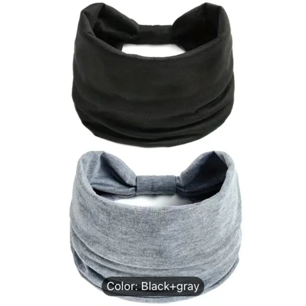 Wide Knit Headbands -2  Black & Gray NWT